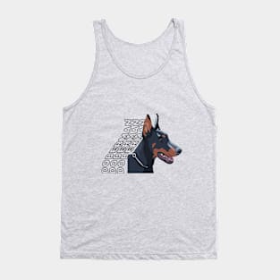 Black Natural Ear Cartoon Doberman Tank Top